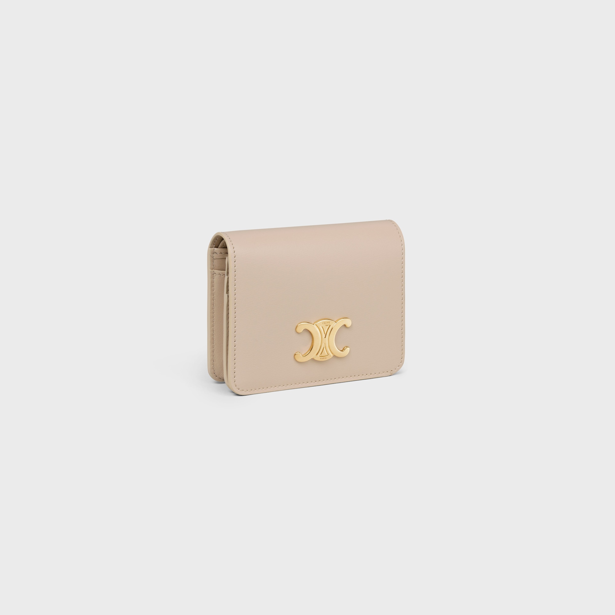 TRIOMPHE COMPACT WALLET IN SHINY CALFSKIN CAPPUCCINO - Image 2